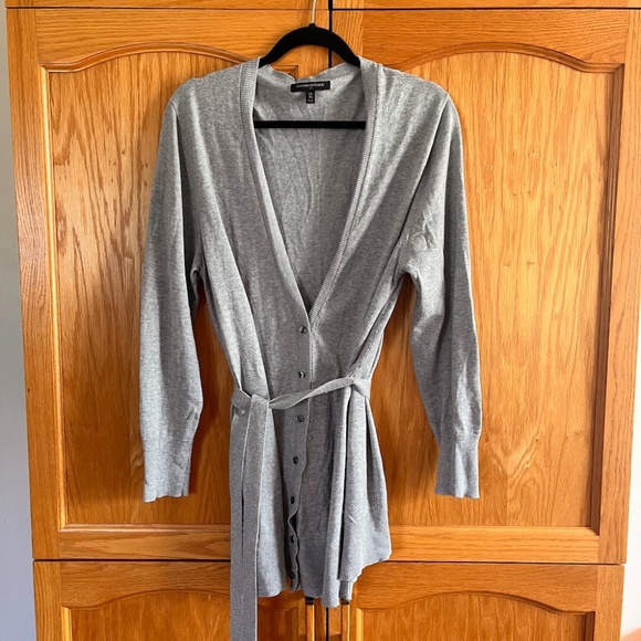 Button up grey cardigan with belt - Picture 1 of 5
